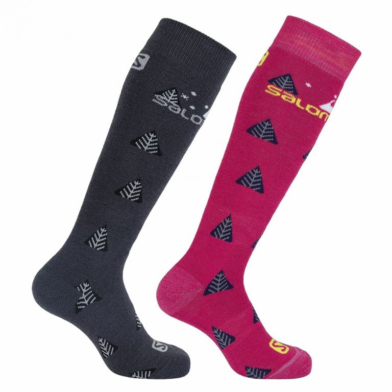 Salomon TEAM JR 2-PACK-BLACK-Pink Yarrow
