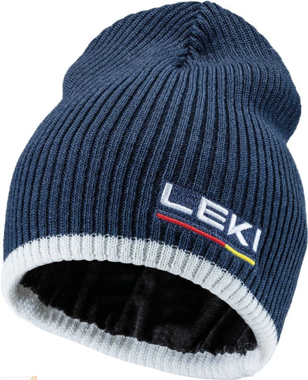 Leki Wool Beanie, dark denim-white-poppy red